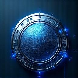 Abstract financial security seal on a dark textured background